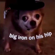 Big Iron on his hip